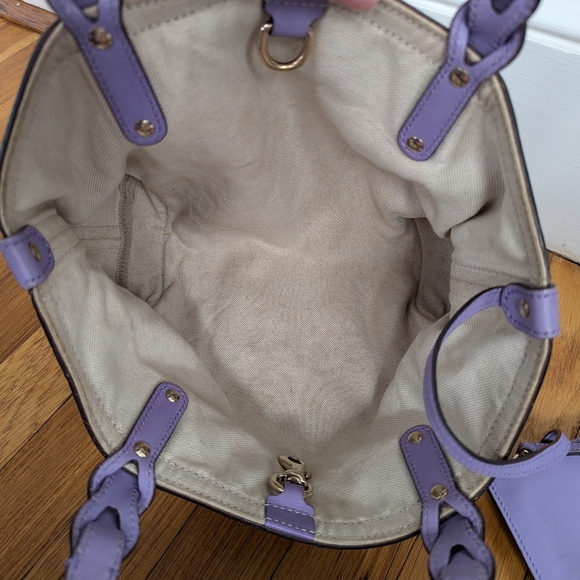 Gucci monogram hand bag with purple trim and pouch - Picture 11 of 17